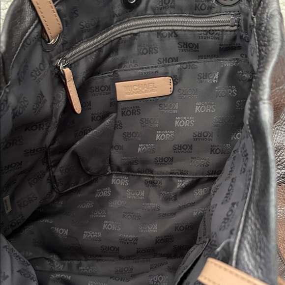 Michael Kors Metallic Gray Tote with Tan Straps - Picture 3 of 3